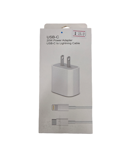USB-C 20W POWER ADAPTER USB-C TO LIGHTNING CABLE