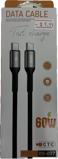 FAST CHARGE DATA CABLE TYPE-C TO TYPE-C 60W DV-007