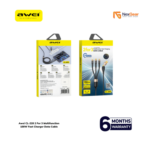 AWEI 2 FOR 3 MULTIFUNCTION FAST CHARGING DATA CABLE