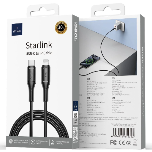WIWU STARLINK USB-C TO IP CABLE BLACK